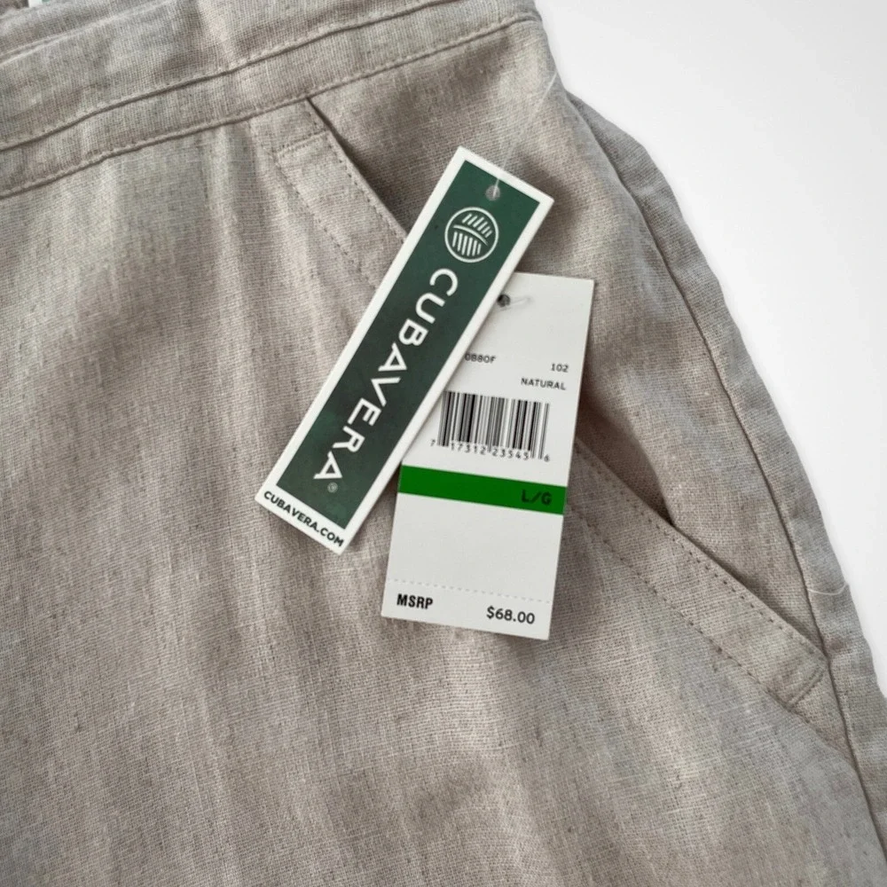 Cubavera Men's Size Large Linen Blend Wide Leg Straight Fit Drawstring Pants NWT
